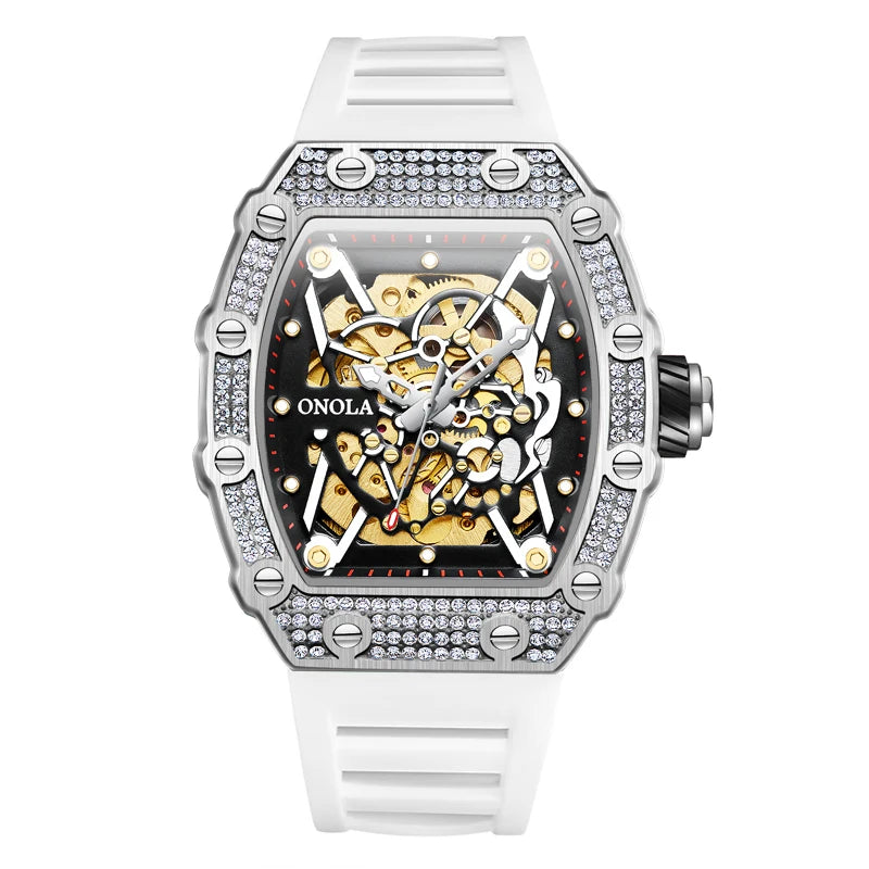 New 2022 Diamond Watch Men Brand ONOLA Luxury Automatic Mechanic Fashion Watches Man Waterpoor Montres Pour Hommes Clock