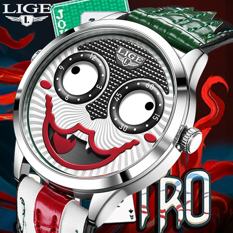 LIGE 2025 TOP Men's Watches Quartz Clown Dial Watches Unique Strange Fashion Cool Watch Waterproof watches for men reloj hommes
