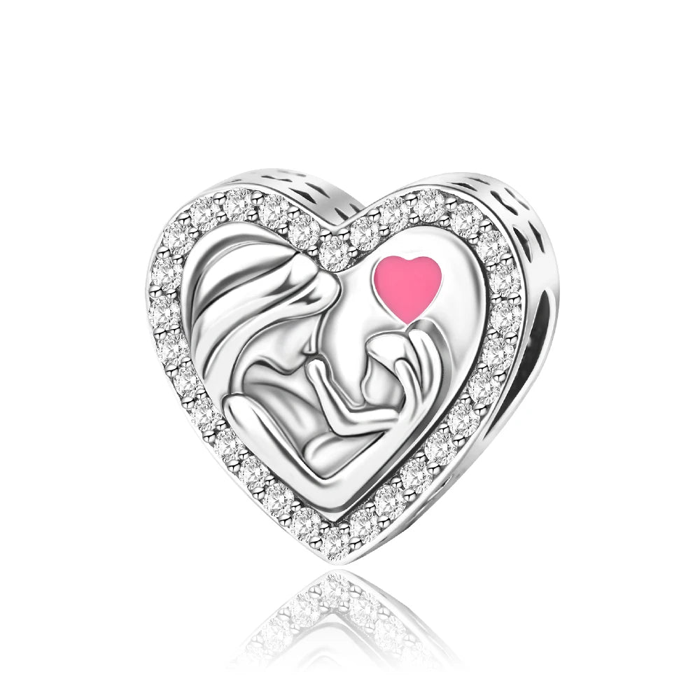 Romantic Original Accessories Sparkling Magic Cube Love Red Heart Beads 925 Silver Women Bracelet DIY Jewelry Gift Charms Beads