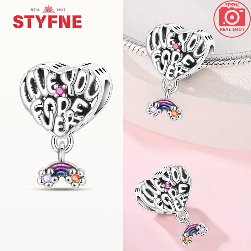 Romantic Original Accessories Sparkling Magic Cube Love Red Heart Beads 925 Silver Women Bracelet DIY Jewelry Gift Charms Beads